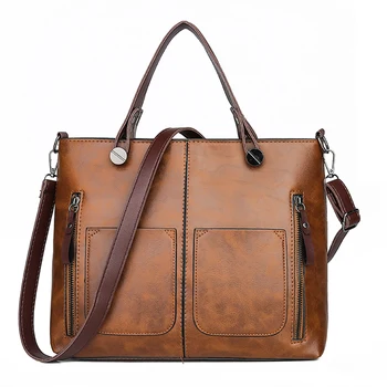 

Vintage Leather Women Handbags Designer Fashion Large Capacity Shoulder Bag Casual Tote Bag Ladies' Daily Shopping Bags Sac