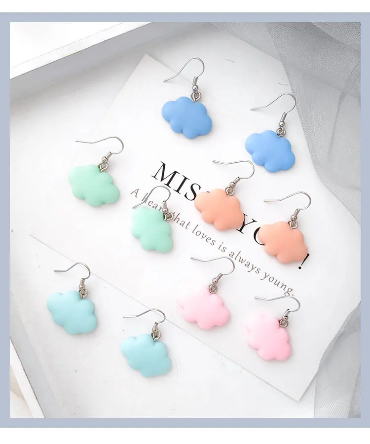 Fashion Resin multicolor simple cloud earrings women girl drop dangle earring diy ear jewelry ornament handmade jewellery | Украшения и