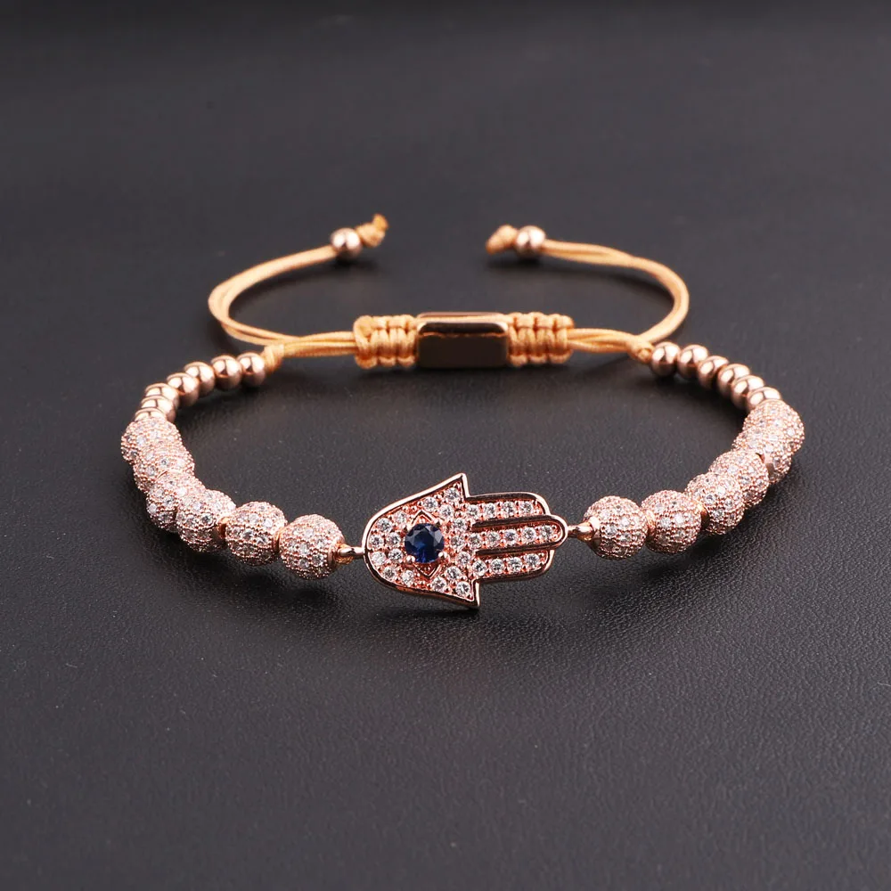 JARAVVI Fashion Luxury Elegant CZ Micro Pave Hand Charm Cute Design Beaded Adjustable Macrame Bracelets Women Men - Image 5