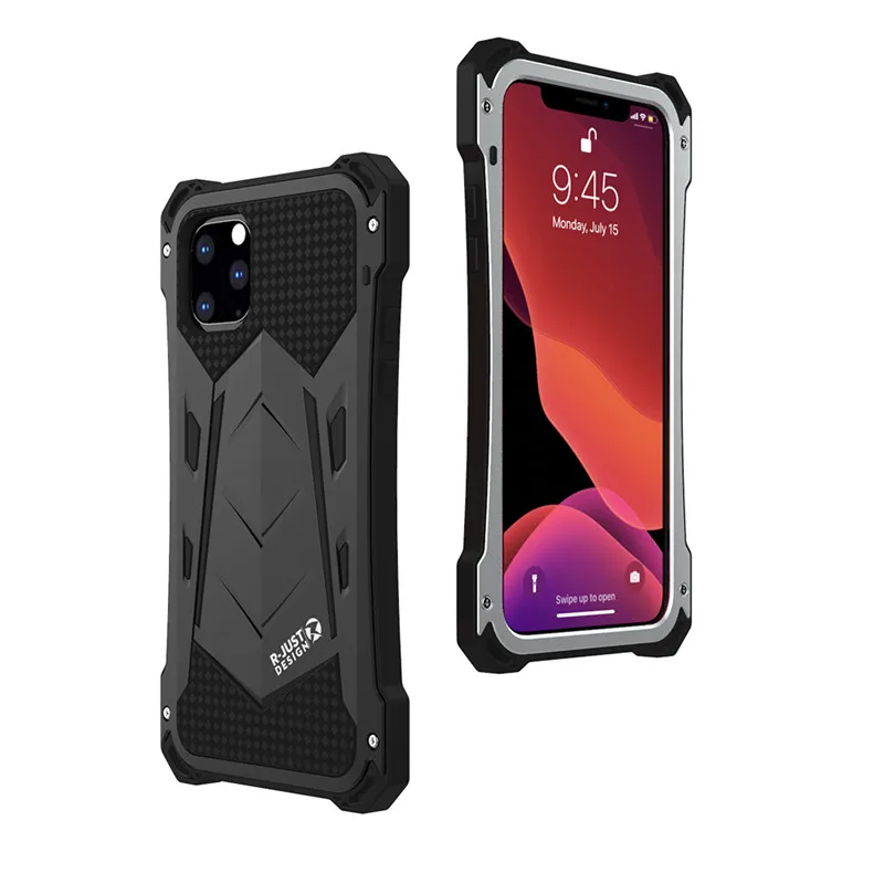 Aluminum Heavy Phone Cases for iPhone SE 2020 11 Pro Max XR XS MAX 6 6S 7 8 Plus X Outdoor Shockproof Metal+Silicone Phone Cover