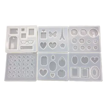 

6 Pcs/set Crystal Epoxy Pendant Mold DIY Diamond Digital Letter Button Silicone Mould Manual Decorative Ornaments Q0KE