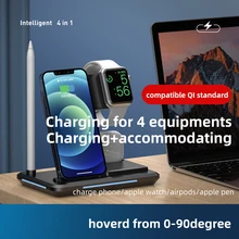 Schnelle Qi Standard Intelligente 4 in 1 Multi Mob Uhr Kopfhörer Apple Stift Lade Zusammen Smart Wireless One-Stop ladung Dock