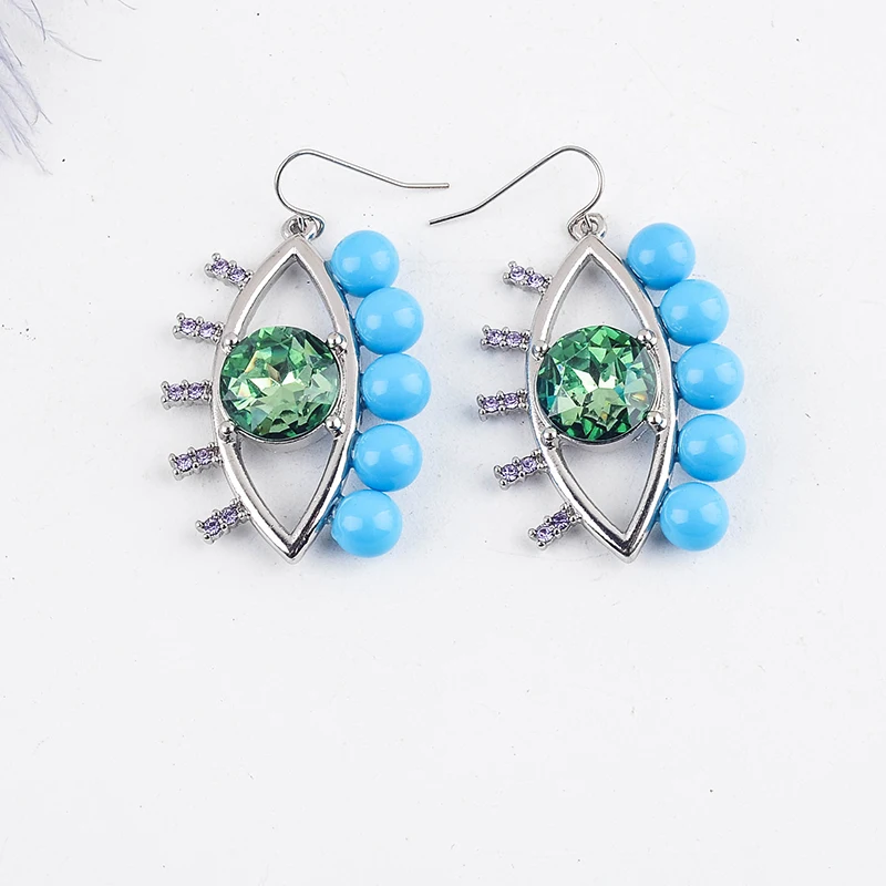 Green Acrylic Bead Eye Drop Earrings Simple Style For Women Fashion Jewelry New Arrival