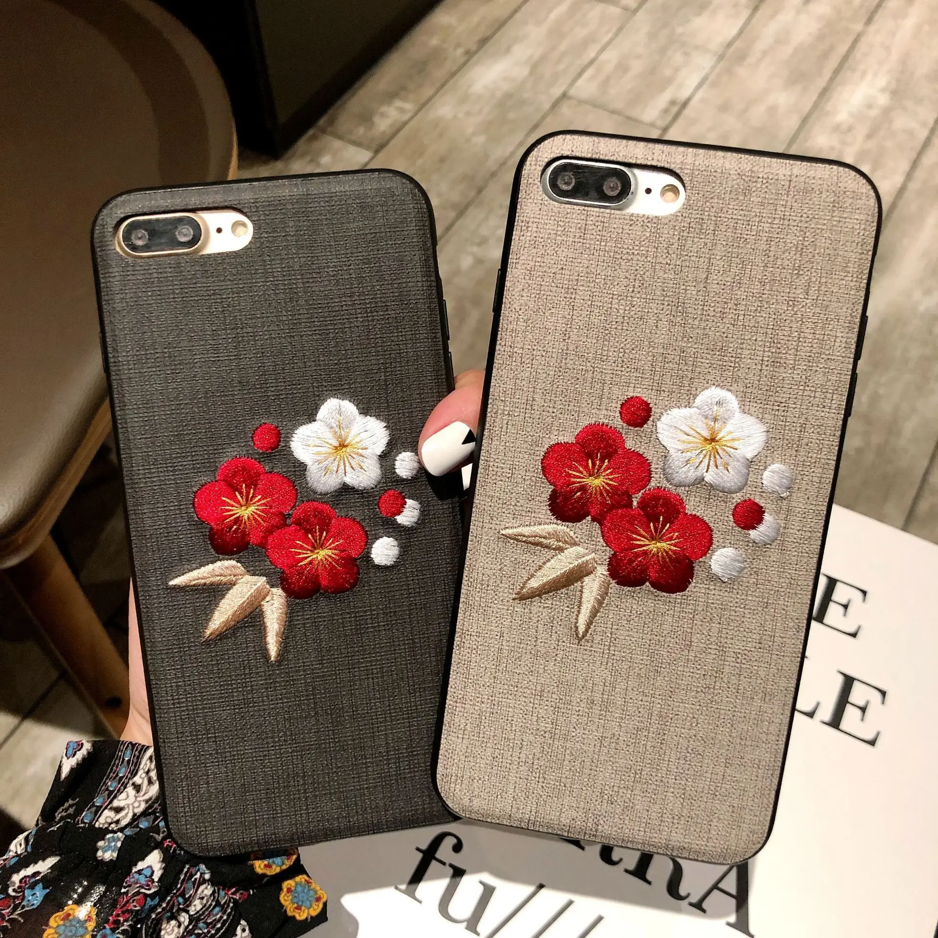 

case for iPhone 11 XR 7 8 11 Pro Max X XS Max Plus 6 6s Embroidered flowers cover