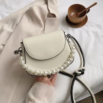 

Mini Pearl Design Crossbody Bags For Women 2020 Summer Simple Box Shape Shoulder Handbags Female Travel Cross Body Hand Bag