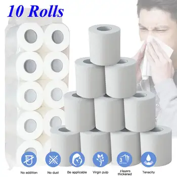 

In Stock 10 Rolls Paper Towels, Soft Toilet Paper Household Three-Layer Paper Towels Soft Wholesale Quick delivery Dropshipping