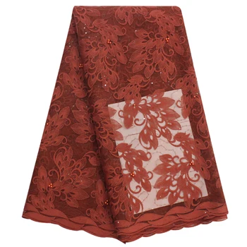 

2020 Latest French Tulle Lace Fabric High Quality African Women Evening Dress Embroidery Sequin Bead 5 Yard Nigerian Lace Fabric