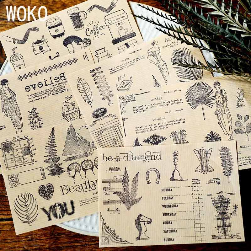 WOKO винтажная кофейная чашка/Алфавит/тропические растения/Красота/папоротник/форма прозрачный силиконовый штамп/печать DIY Скрапбукинг альбом