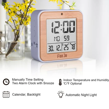 

Mini Portable Digital Clock Temperature Date Time Display Multifunctional LCD Display Alarm Clock for Traveling Business Trip
