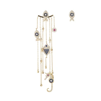 

Asymmetric Fish Seahorse Long Tassel Earrings Earrings Long Marine s Ear Jewelry Seaside Vacation Earrings