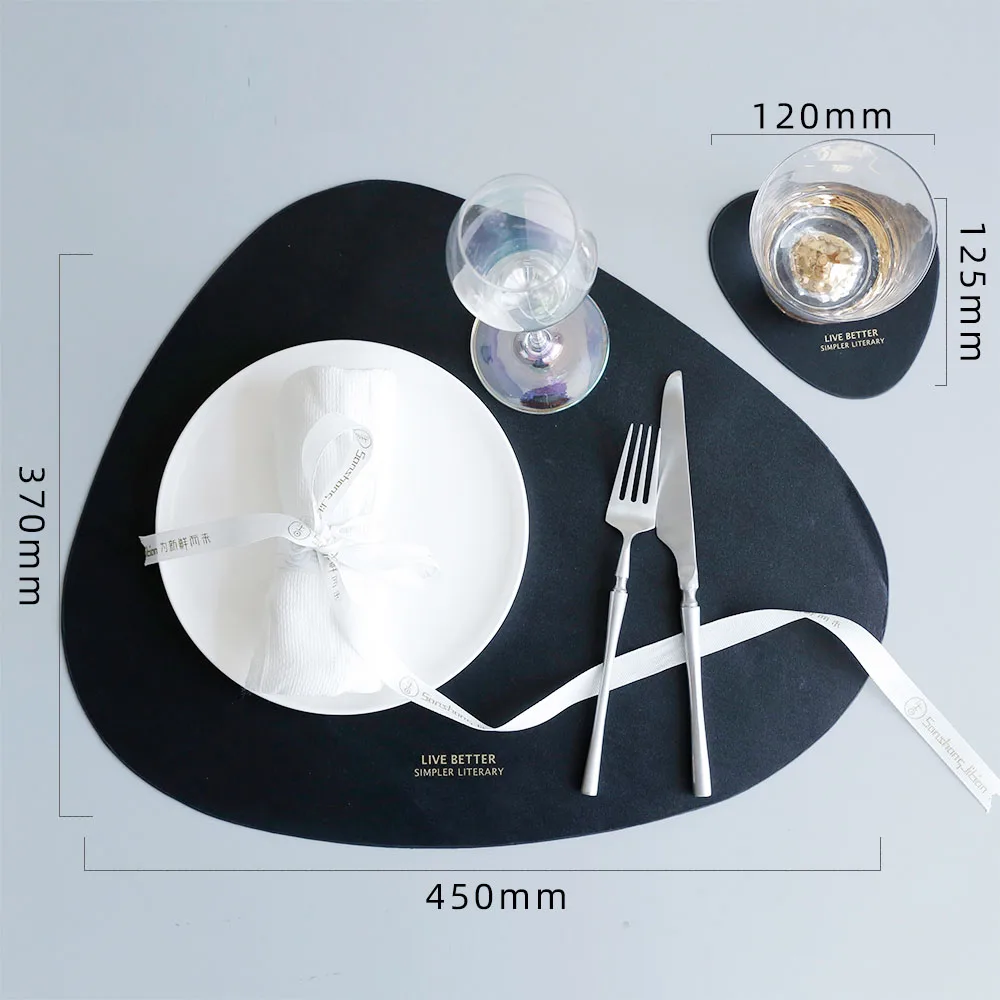 Leather table mat, waterproof, oil-proof and heat-insulating cushion, creative bowl cushion, cup cushion, dinner plate cushion - Цвет: black