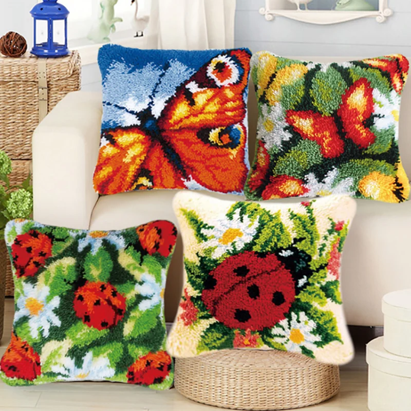  DIY 3D Latch-Hook Segment Embroidery Pillow Coarse Wool Cross Stitch Embroidered Handcraft Pillow L