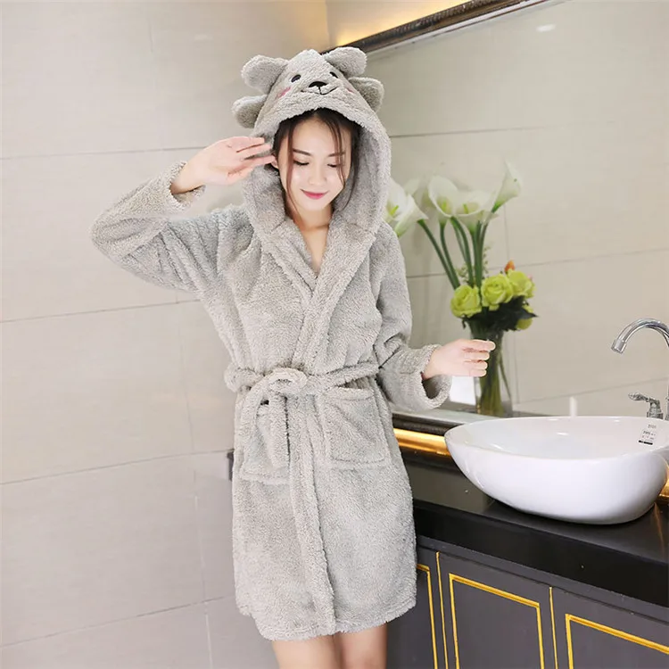 

Women Night Robe Nightwear Robe Women Winter Thick Sweet Cute Korean-style Pajamas Winter Long Autumn And Winter Warm