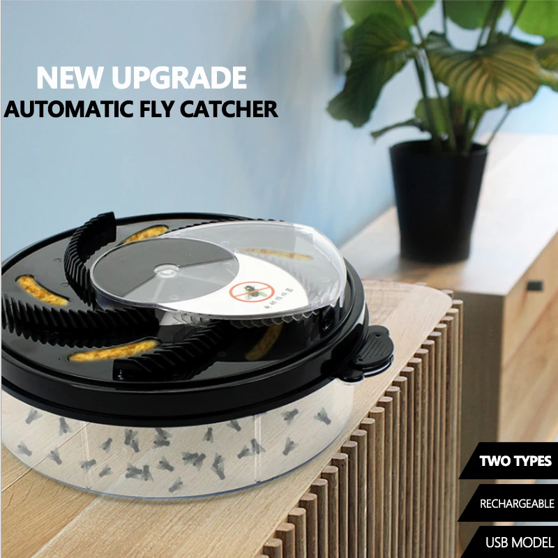 Automatic Flycatcher USB Rechargeable Fly Trap Electric Pest Catcher Indoor  Outdoor Insect Killers for Kitchen Home Garden Traps - AliExpress