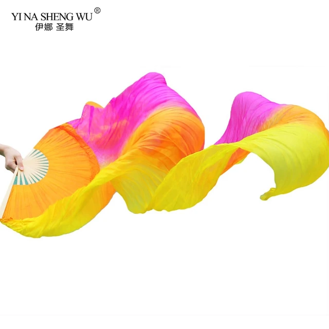 1 Piece Imitation Silk Colorful Belly Dance Fan Handmade Fan For Kids/Women Bellydance Long Fan Chinese Dance Fan Veil 22 Colors Color 19