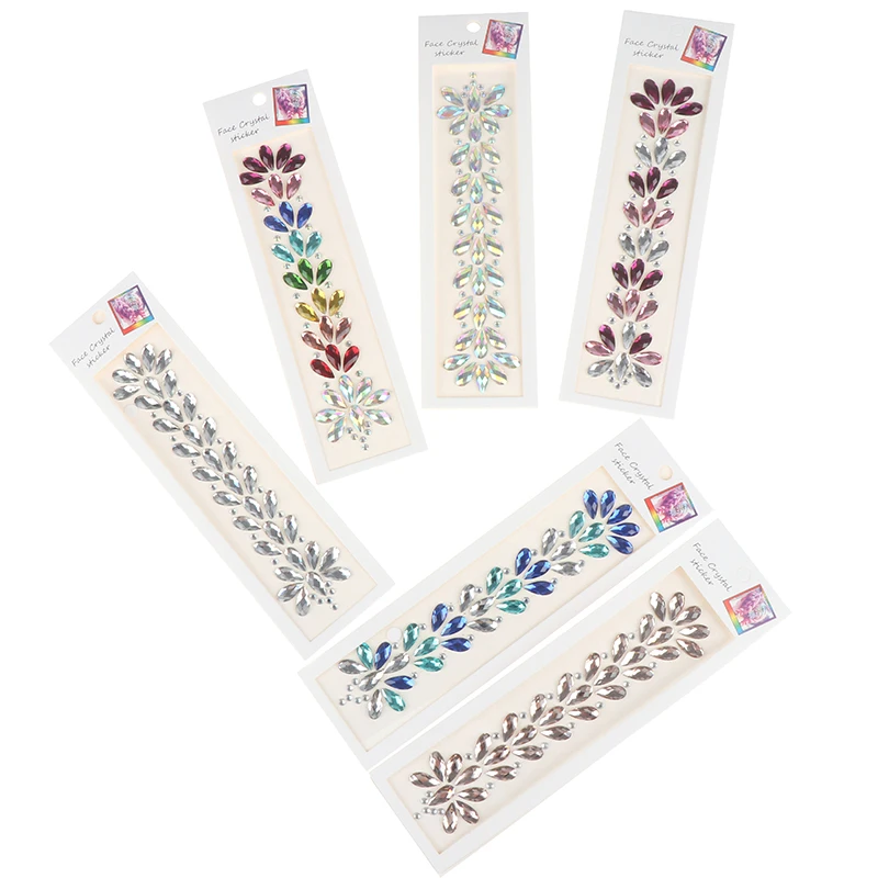 Temporary Tattoo Stickers 3D Crystal Stickers Forehead Headpiece Hair Glitter Face Body Gems Shiny Sticker