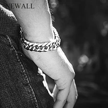 Ньюалл нержавеющая сталь цвета: золотистый, серебристый круглая Лыжная мужская шапка, утепленная браслет мужской кубинской цепочка на руку аксессуары для мужчин подарок пара браслет