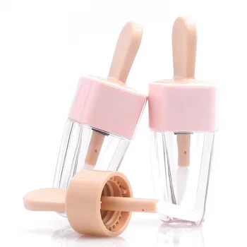 

1PC Sweet Ice Cream Shape Mini Lip Gloss Tube Empty Lip Balm Container With Pink Lid Rubber Inserts Lipstick Refillable Bottles