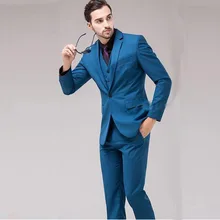 Men's Wedding Bridegroom 3 Piece Suit Notched Lapel 1 Button Dress Set for Dinner Meeting costume homme(Blazer+Vest+Pants)
