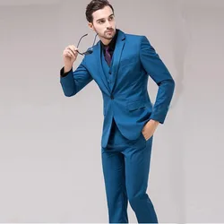 Men's Wedding Bridegroom 3 Piece Suit Notched Lapel 1 Button Dress Set for Dinner Meeting costume homme(Blazer+Vest+Pants)