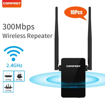 

10PCS WiFi Repeater 300Mbps Network wireless Extender 2.4G 2 Antenna long range for Router Wi-Fi signal amplifier EU/US plug