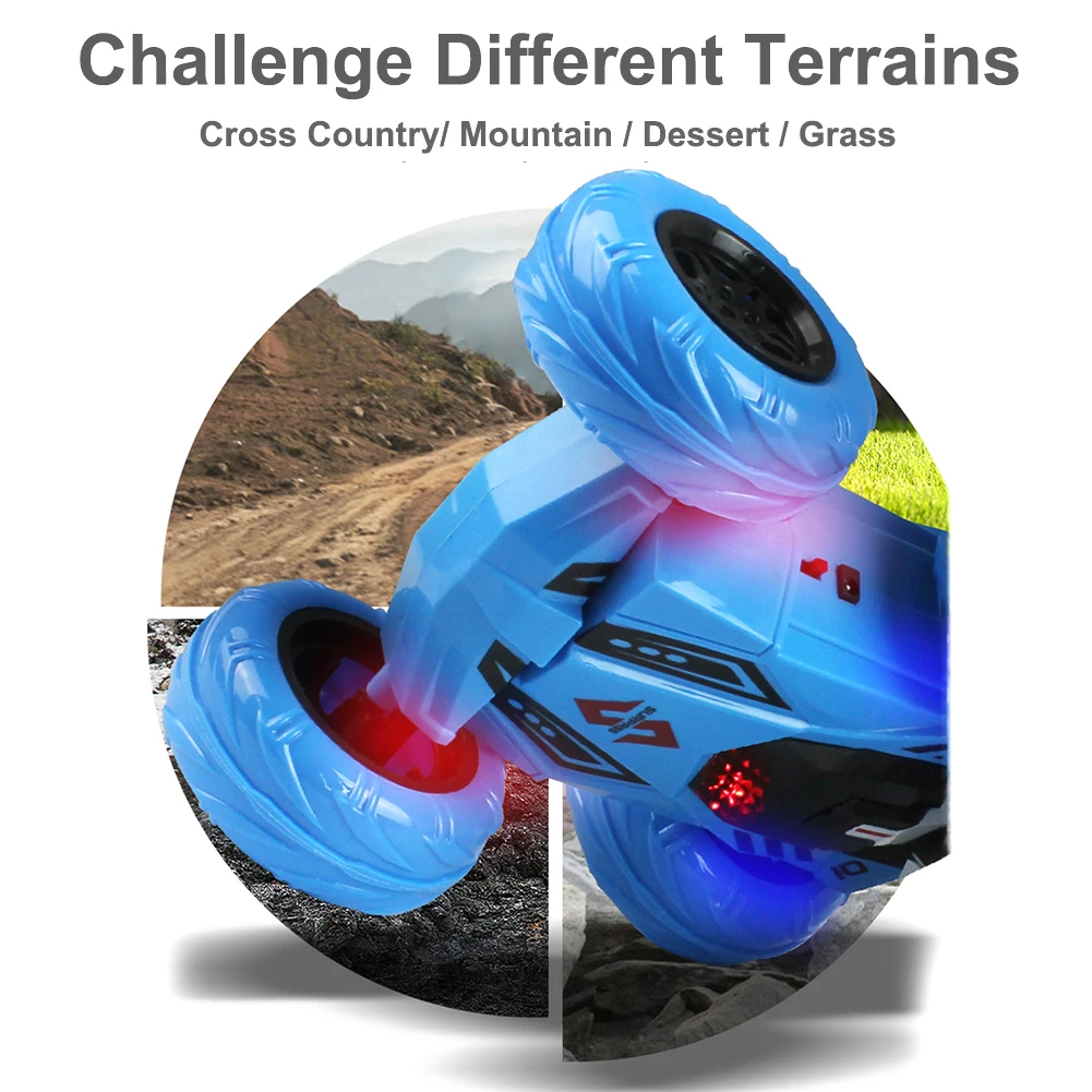 2,4G RC трюк, игрушка для детей, двухсторонний 360 градусов, вращается на пульте дистанционного управления, автомобиль с музыкальным освещением