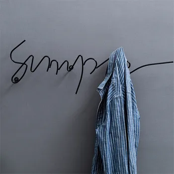 

Nordic Letters Wall Hooks Creative Metal Coats Clothes Bag Hanger Keys Storage Holders Home Background Decoration Display Racks