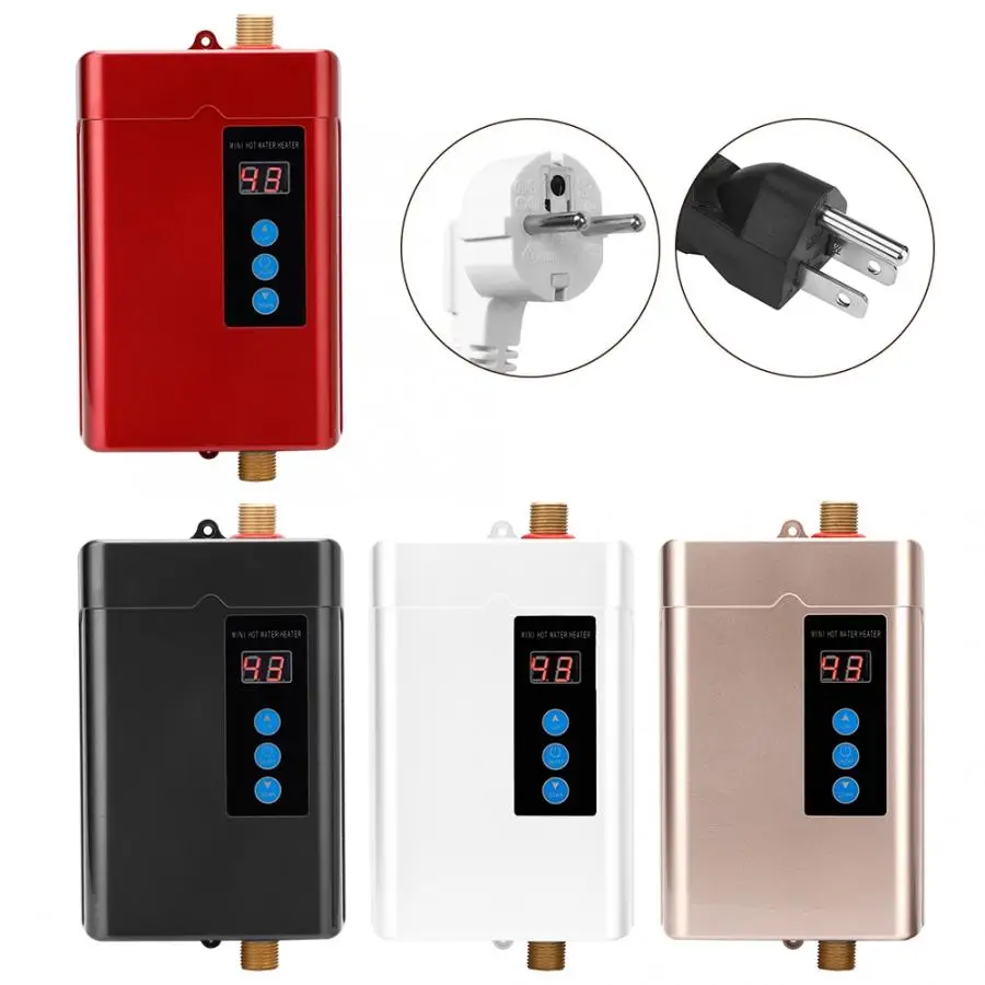 Electric Water Heater Electric Tankless Water Heater 4 Gears Mini Hot Instantaneous Water Heater System for Kitchen Bathroom 110-240V