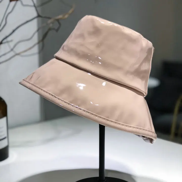 beige pink 01809-liupei10 глянцевое пальто краски моды леди ведро кепки для мужчин женщин досуг рыбий шляпа - Цвет: beige pink
