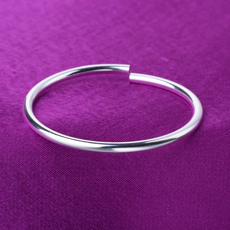 

Fashion 925 Silver Color Bracelet Bangles Women High Quality 925 Silver Color Bracelet Bangles Jewelry 6cm Diameter