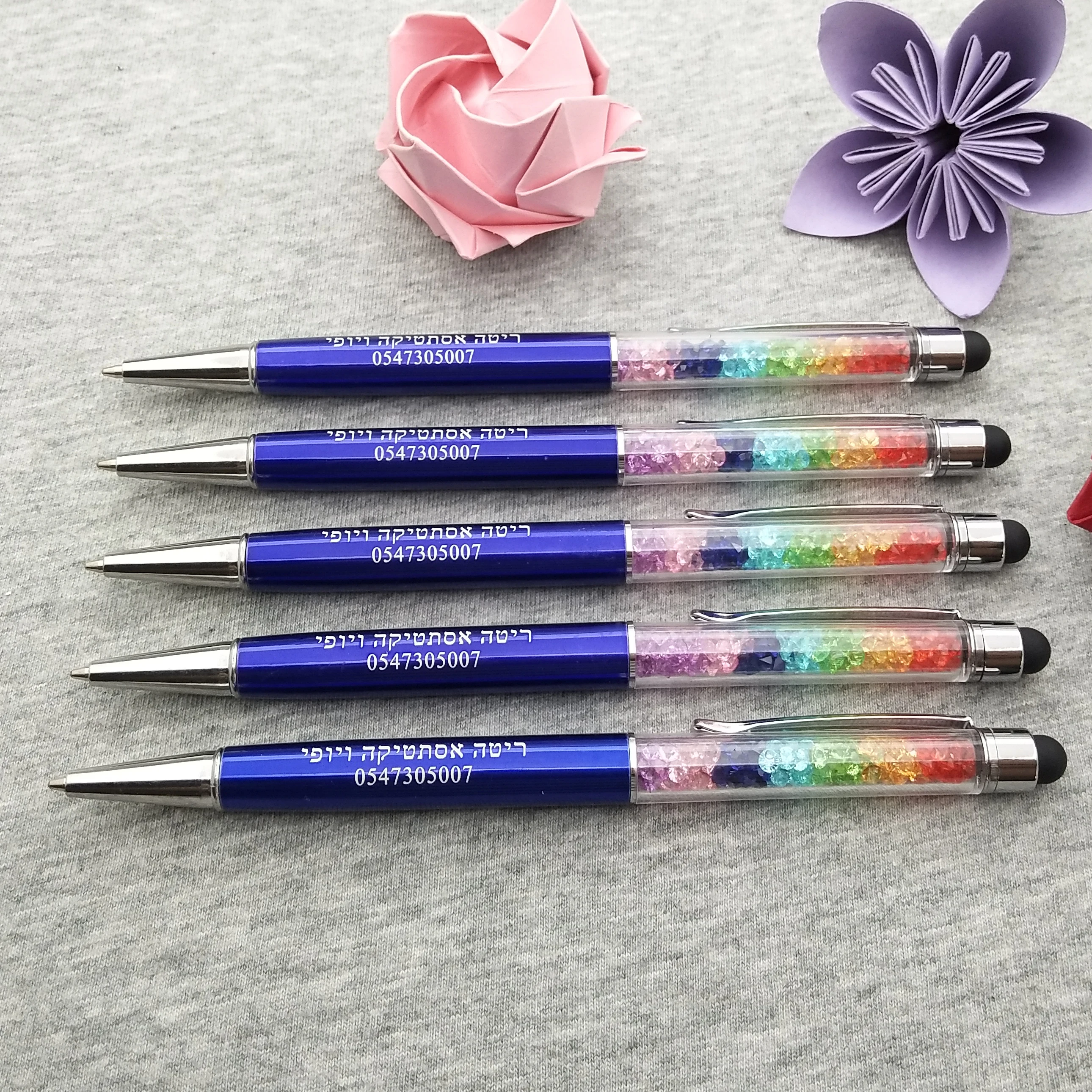 Hilogogifts NEW rainbow pen crystal diamond screen touch pens custom printed with your conpany logo/email/phone a 831 04 austria email