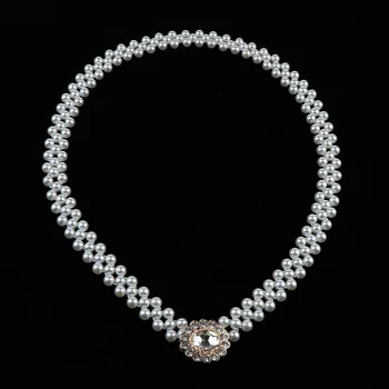 

Women Girl Wedding Applique Bridal Sash Belt with White Pearls Formal Casual