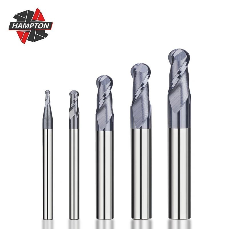 

2 Flute Ball Nose End Mills Black Coated Tungsten Carbide End Mill HRC 55 CNC Router Bits 35 Degree Sprial Milling Cutter