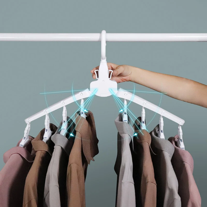 

8Pcs/lot Multifunctional hanger storage household plastic drying rack plastic seamless magic dormitory folding Storage Racks