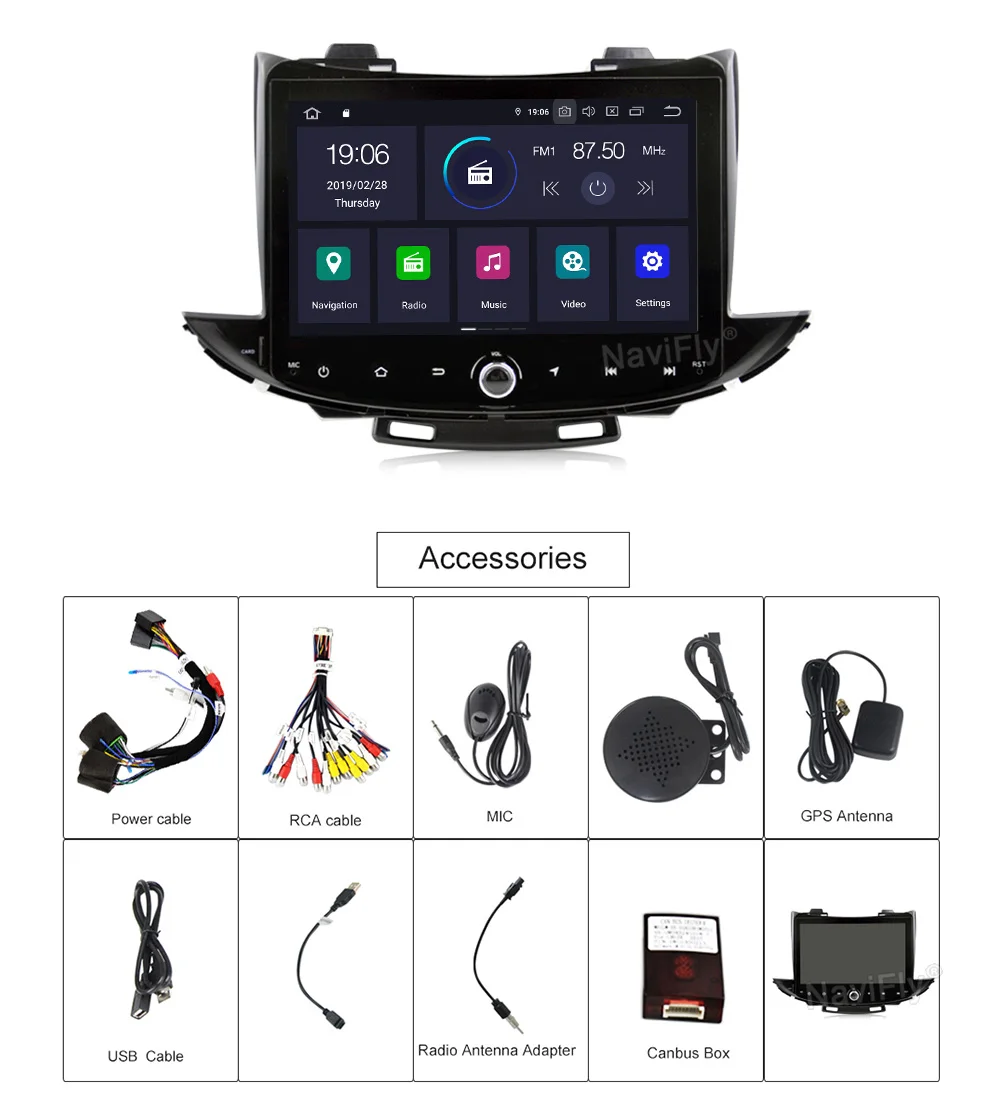 Discount NaviFly Auto navigation Android 9.0 Car radio GPS Navigation For Chevrolet TRAX 2016 2017 2018 car multimedia stereo navigation 14