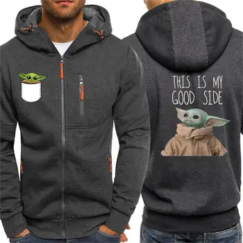 

2020 Movies Hoodie For Men Baby Yoda This Is My Good Side Streetwear Tracksuit Male Funny Brand Sweatshirt Hip Hop Biker Coat