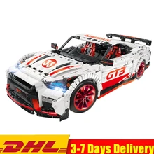 MOC Technic GTR GT-R супер белые гонщики, гоночные высоколошадиные спортивные автомобильные строительные блоки, комплекты кирпичей, подарки для детей, игрушки