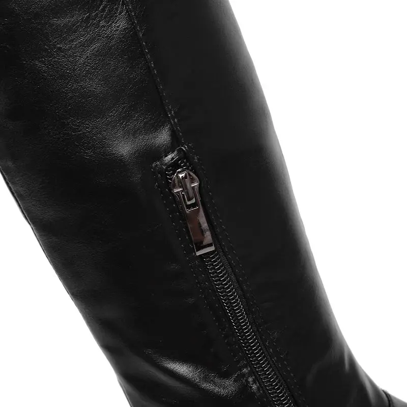 Taoffen размер 34-48, модные женские зимние сапоги выше колена, на молнии, деловой пикантный женский модная женская обувь удобные ботинки с высоким голенищем, женская обувь