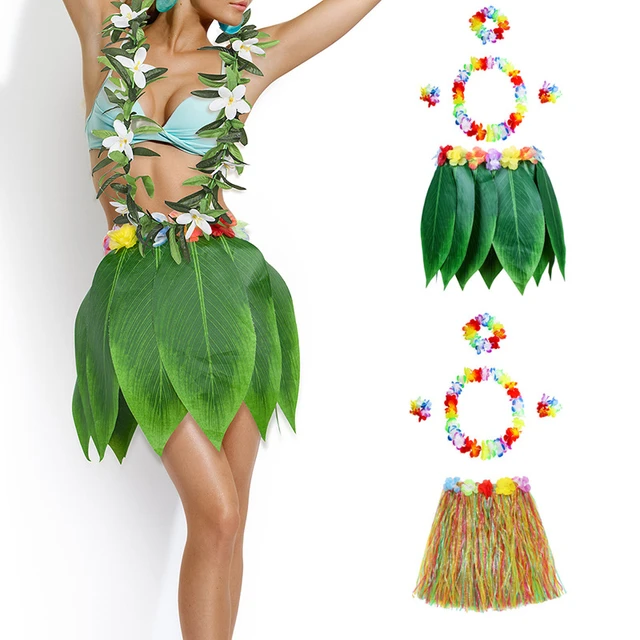 Grass Skirts for Adults Hula Skirt Plus Size Luau Dance Hawaiian Party  Costume Elastic Waist