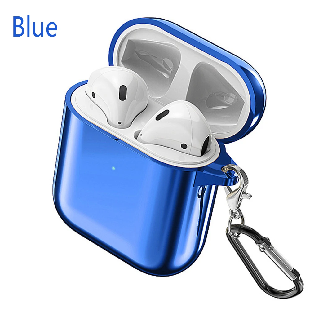 1 шт., Раздельный ультра тонкий чехол для наушников, чехол для Apple Airpods 1, 2, Gen, сплошной цвет, покрытие, бампер, ударопрочный защитный чехол, чехол - Цвет: blue