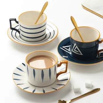 

Japanese Ceramic Coffee Cup Retro Luxury Nordic Couple Espresso Cups High Quality Simple Afternoon Tea Cups Drinkware DA60BYD