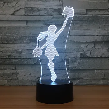 

[Seven Neon]Cheerleading 3D LED Night Light 7 Color Change Home Room Decor Child Kids Baby Sleeping Desk Lamp Festival Gifts
