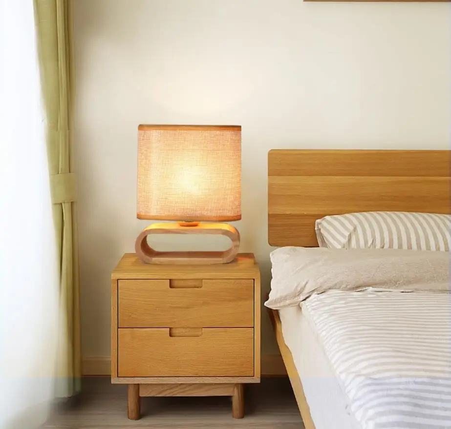 Скандинавская настольная лампа из массива дерева японская спальня прикроватная