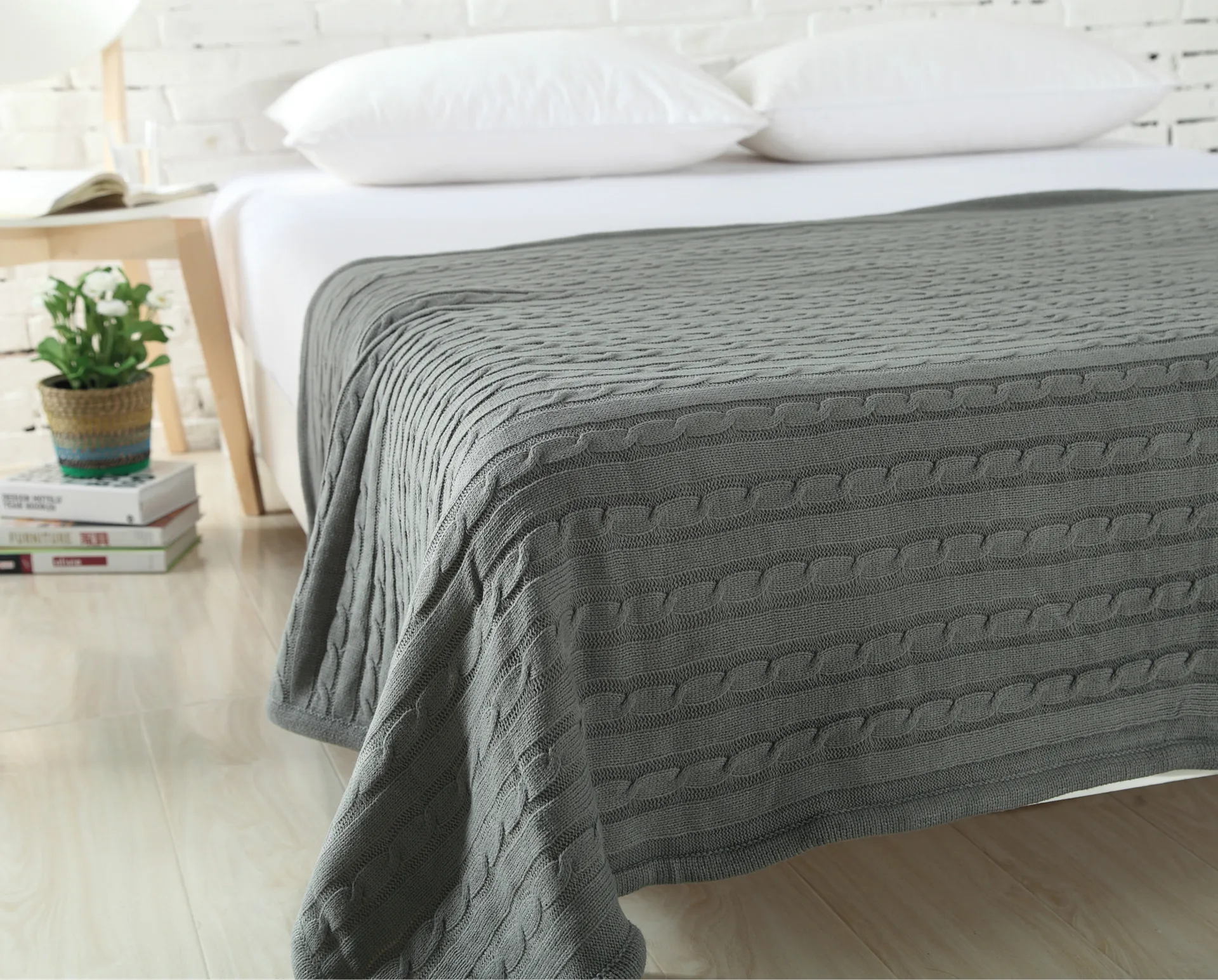 

Autumn And Winter Single Linen Flower Color plus Velvet Knitted Blanket England Style Sample Room Photographic Prop Origional