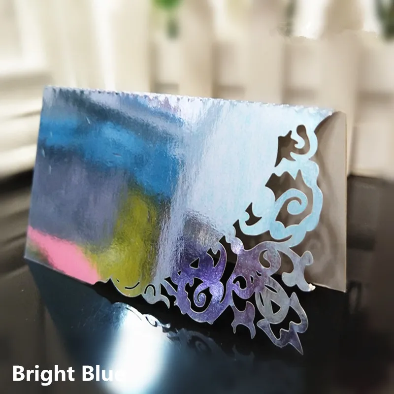 BrightBlue 100 шт лазерная резка 9*9 см свадебные настольные карты для свадьбы/рождения ребенка полые вечерние именные карты 7Z-SH870-100 - Цвет: BrightBlue