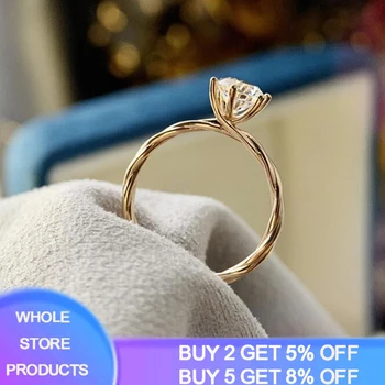 

YANHUI Vintage Twist Gold Sliver Ring Fashion Lady Round Natural Zirconia Diamond Ring Female Gift Wedding Jewelry Accessories