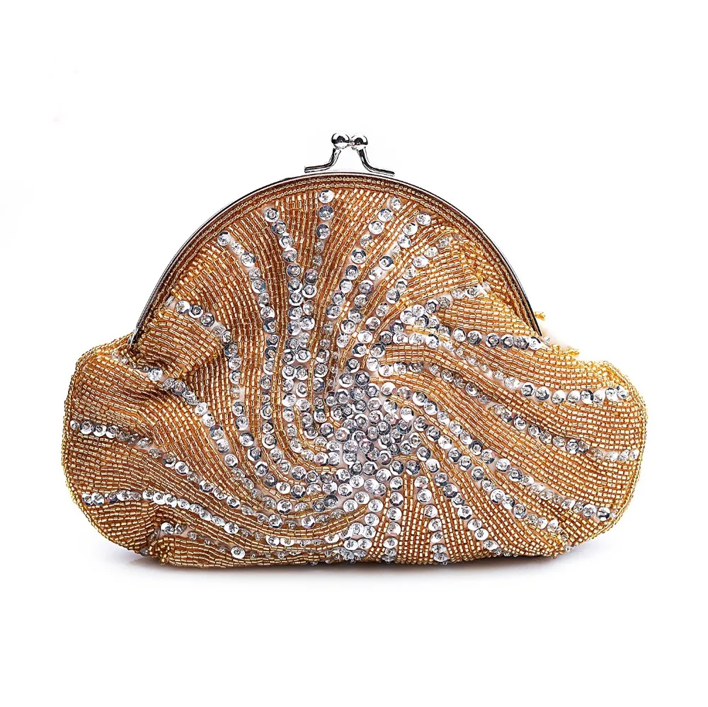 Brand Hand- embroidered Beaded Women Bags Lady Sequined Shoulder Bag Women Party Vintage Handbag Retro Cross body Bag Evening