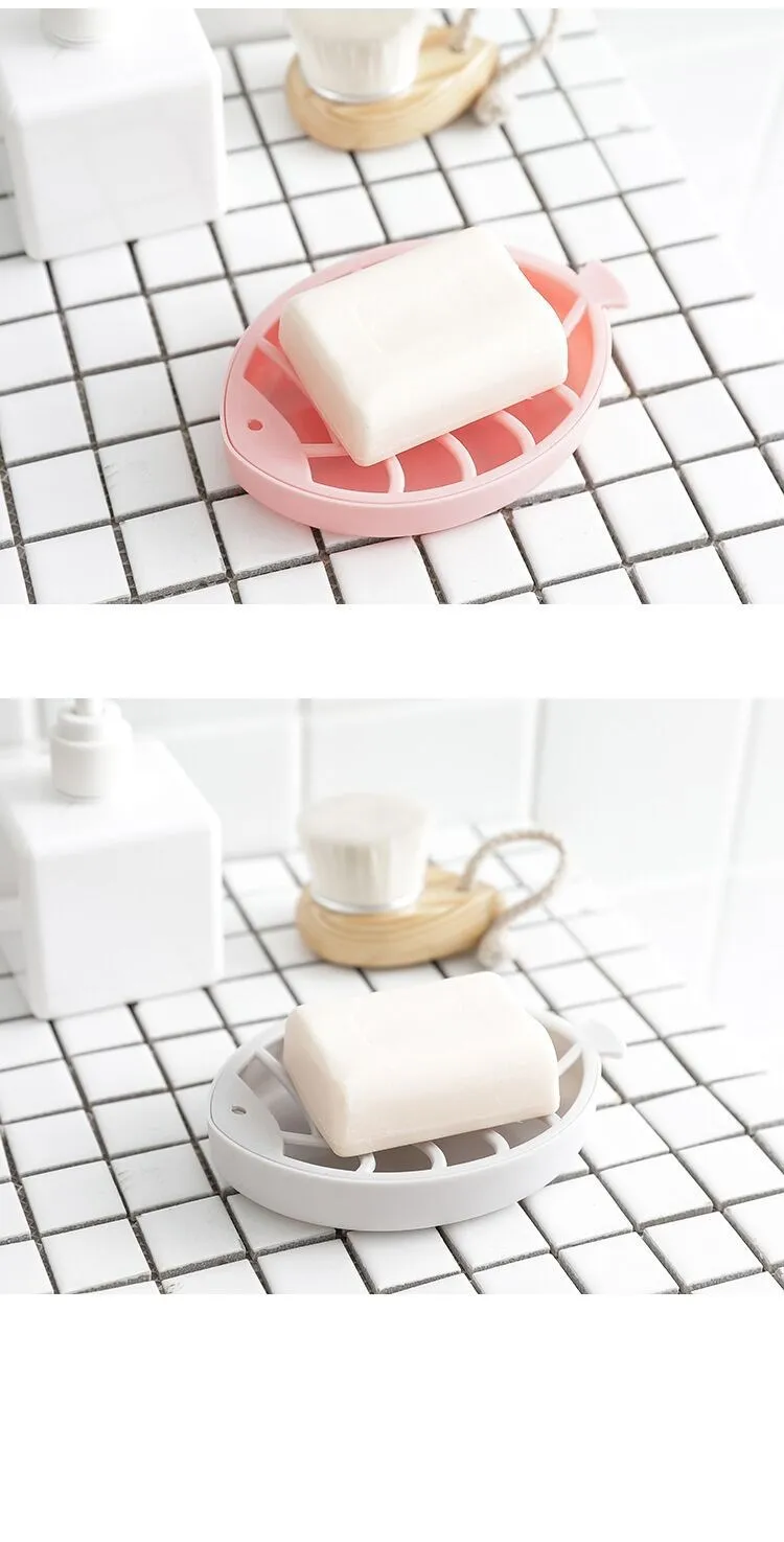Creative Fish Shape Double Soap Box Plastic Bathroom Drain Soap Holder Soap Holder Soap Box Soap Holder Wholesale