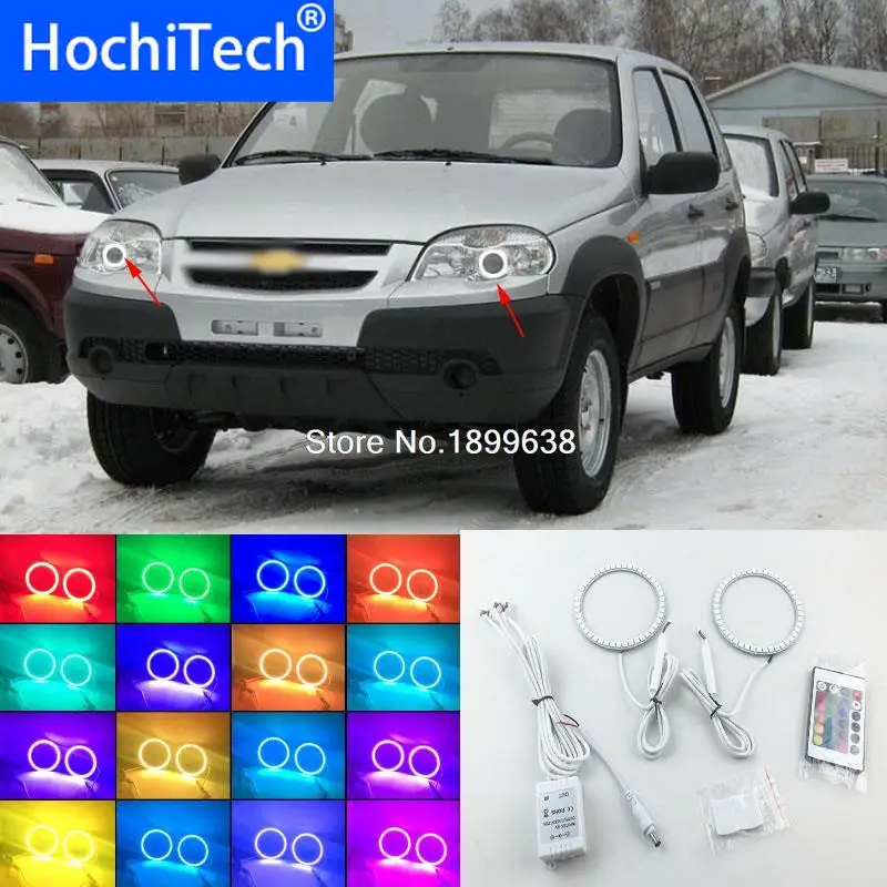 

Super bright 7 color RGB LED Angel Eyes Kit with a remote control car styling For Chevrolet chevy Niva 2009 - 2013