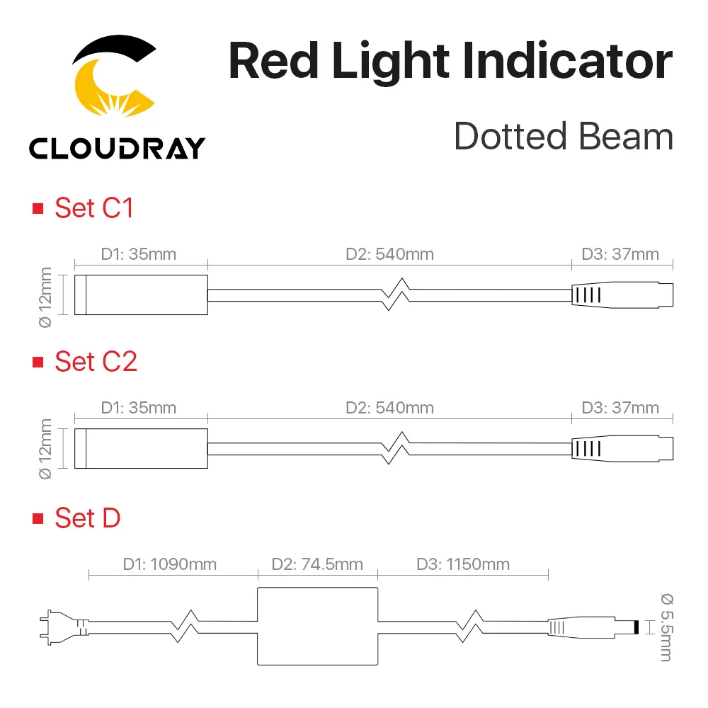 Laser Module Cloudray Red Dotted Beam Light 650nm 5V Infrared Adjustable + Adapter For Fiber Marking or Cutting Machine